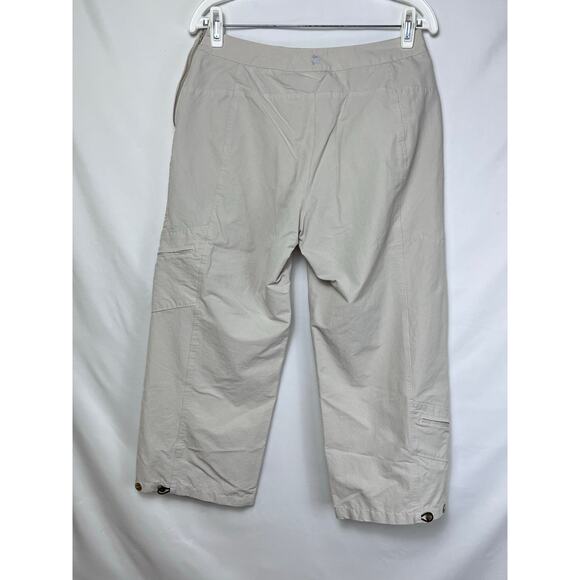 Title Nine Khaki Wide Leg Crop Pants - Women's Size 8 Athleisure Beach Vacation - Picture 2 of 9